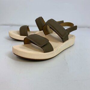 Abeo Women's Peyton Leather Adjustable Strap White Gum Bottom Sandals Size 9